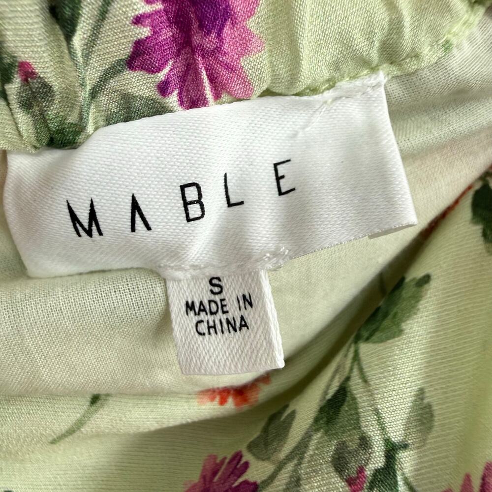 Mable Floral Tie Strap Maxi Dress Womens Small Green Open Back Cottagecore Boho - Picture 2 of 9